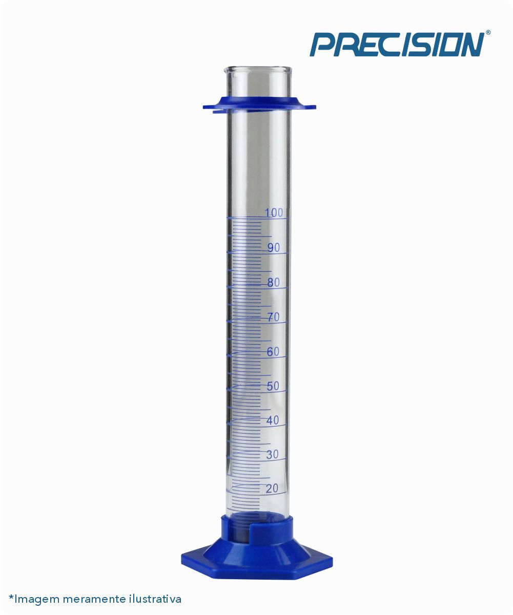 Proveta de vidro com base de plástico hexagonal  2000mL